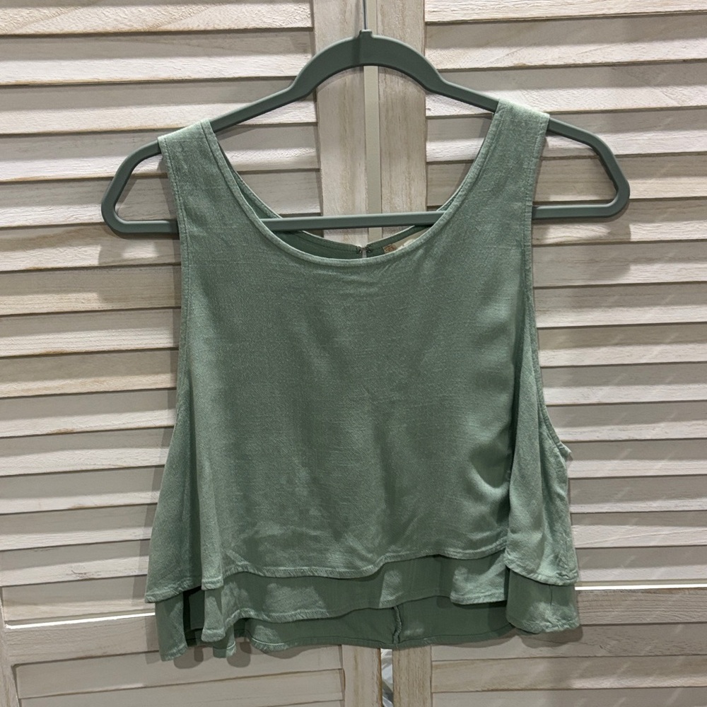 Altar'd State Sage Green Layered Tank Top